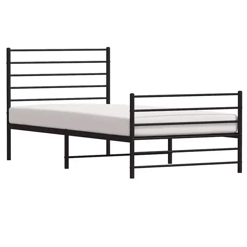 Cadre de lit en métal avec tête de lit et lattes, sans matelas