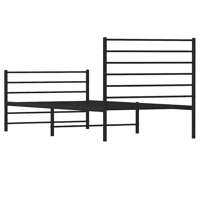 Cadre de lit en métal avec tête de lit et lattes, sans matelas