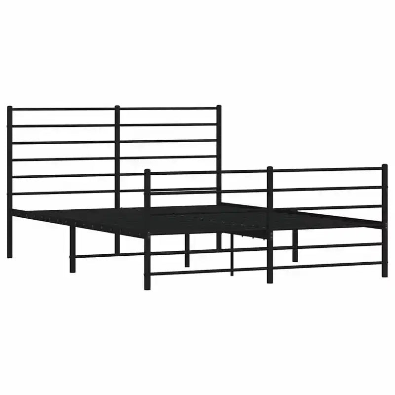 Cadre de lit en métal avec tête de lit et lattes, sans matelas