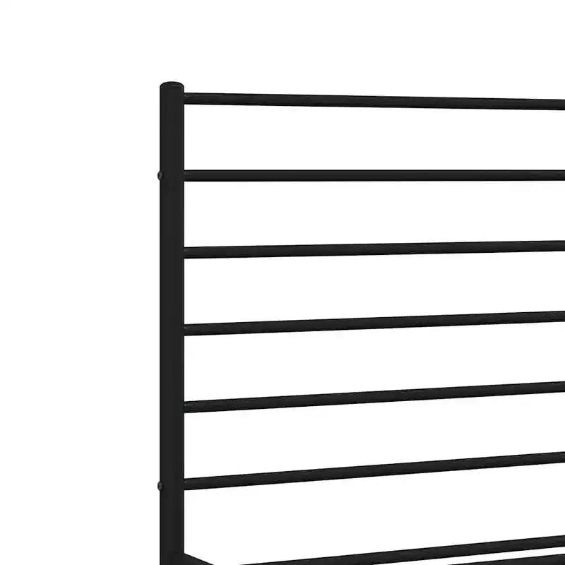 Cadre de lit en métal avec tête de lit et lattes, sans matelas