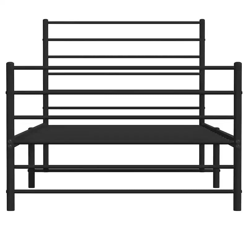 Cadre de lit en métal avec tête de lit et lattes, sans matelas
