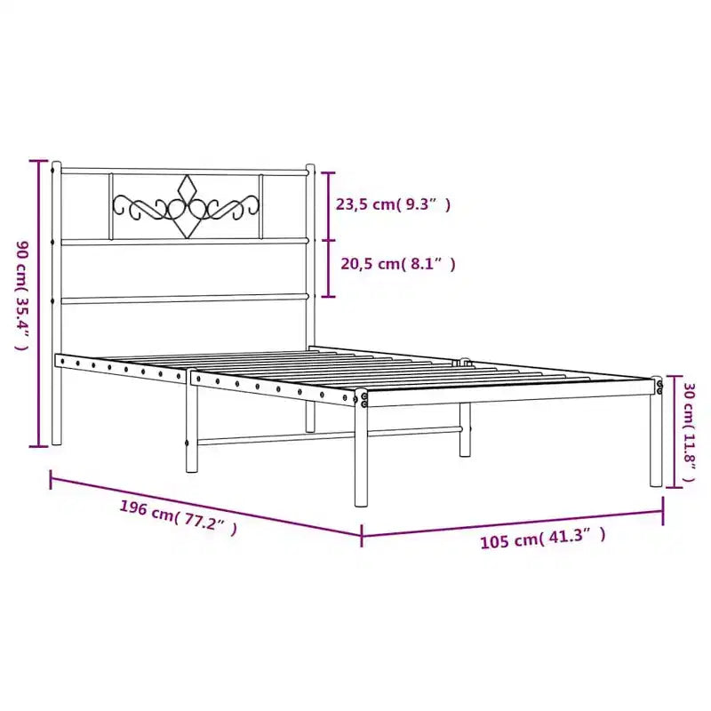 Cadre de lit en métal avec tête de lit 12 places, sans matelas