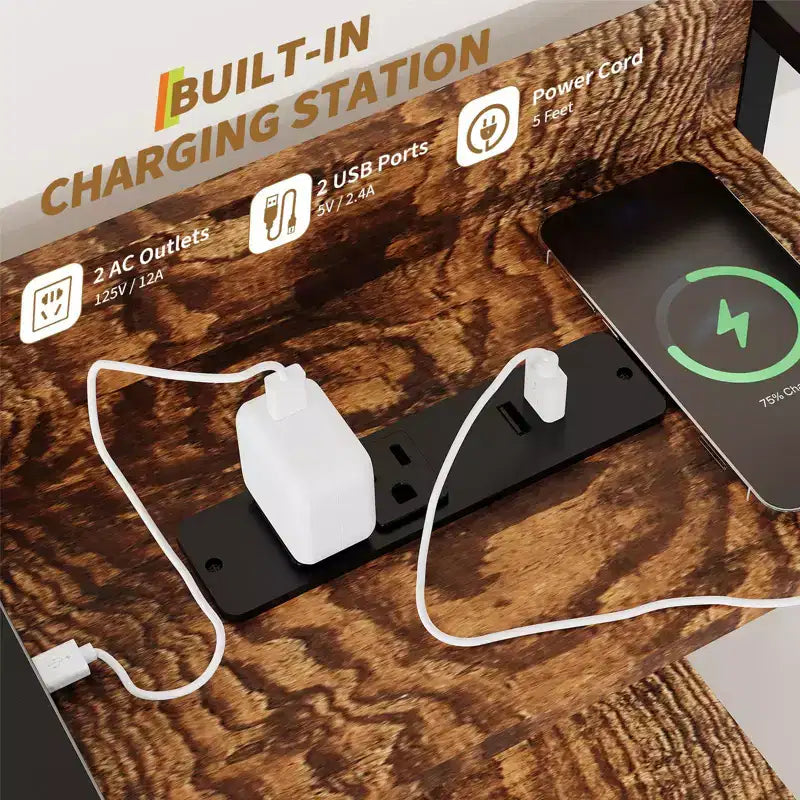 Commode, commode élégante avec 11 tiroirs en tissu, station de charge intégrée