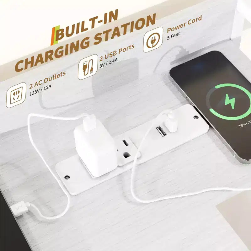 Commode, commode élégante avec 11 tiroirs en tissu, station de charge intégrée