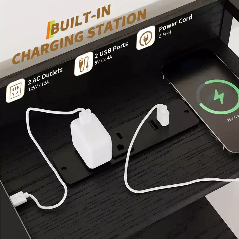Commode, commode élégante avec 11 tiroirs en tissu, station de charge intégrée