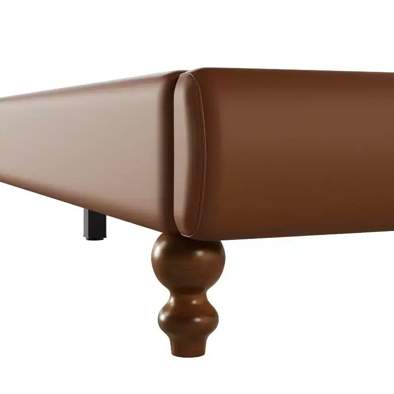 Lit plateforme avec tête de lit capitonnée ondulée, moderne du milieu du siècle et vintage, café