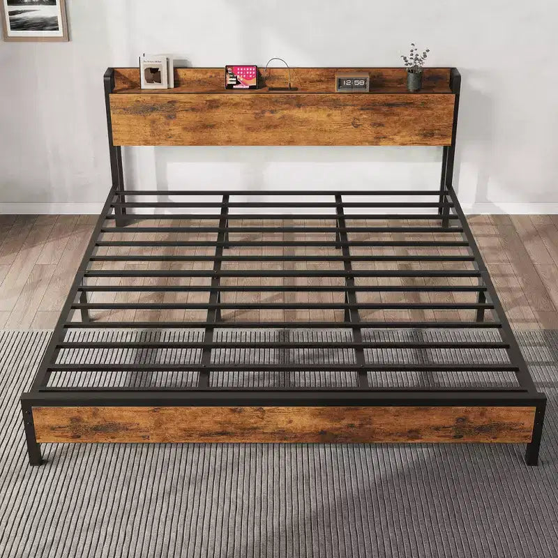 Cadre de lit King Size avec tête de lit de rangement
