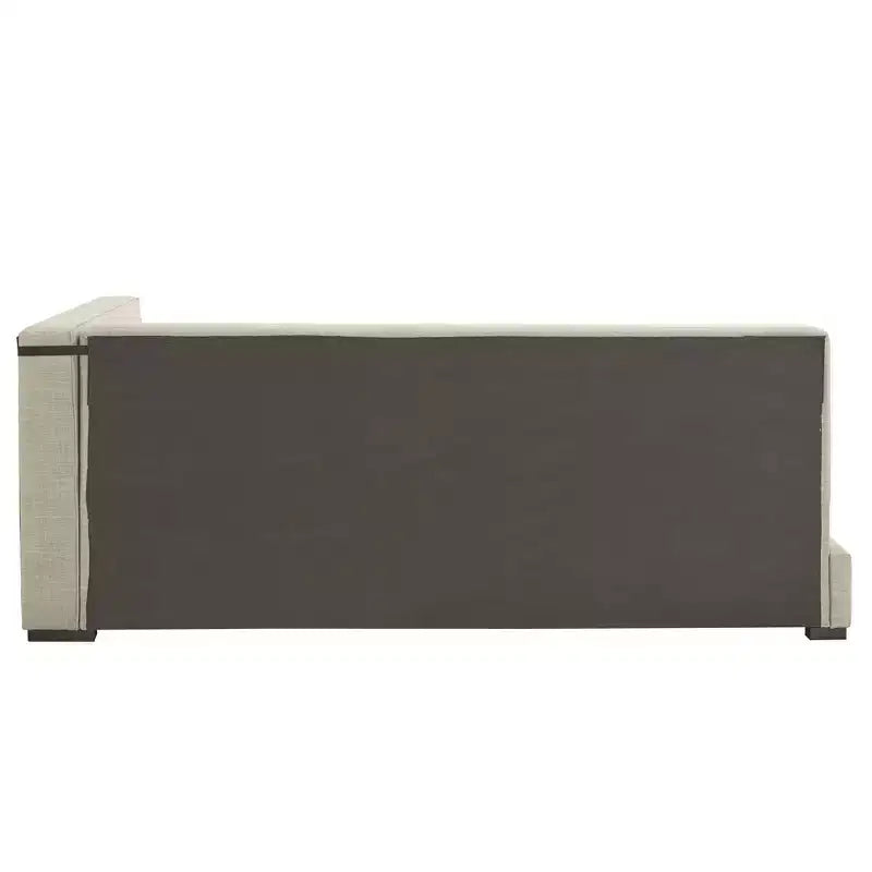 Lit plateforme rembourré en tissu gris