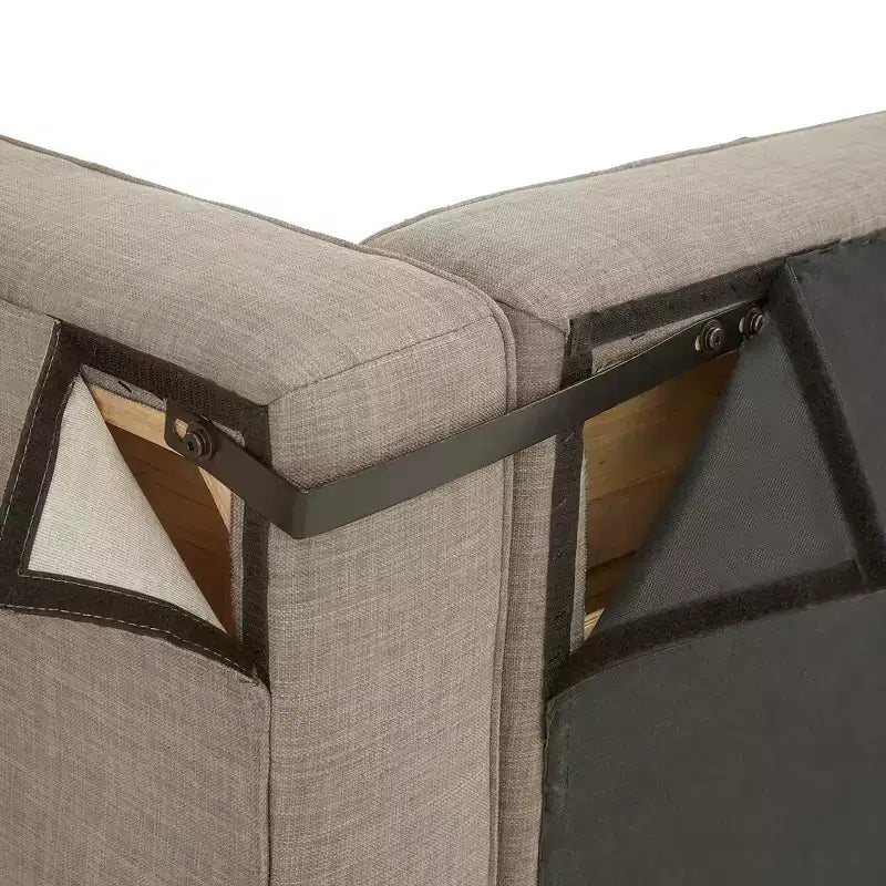 Lit plateforme rembourré en tissu gris