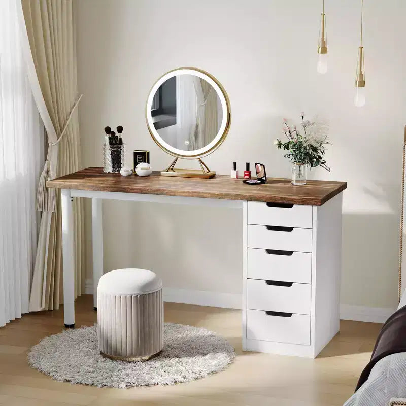 Bureau informatique de 120 cm avec 5 tiroirs de rangement