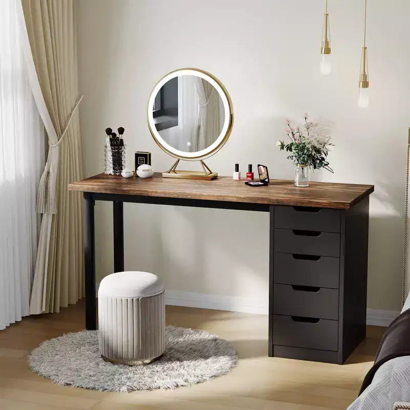 Bureau informatique de 120 cm avec 5 tiroirs de rangement