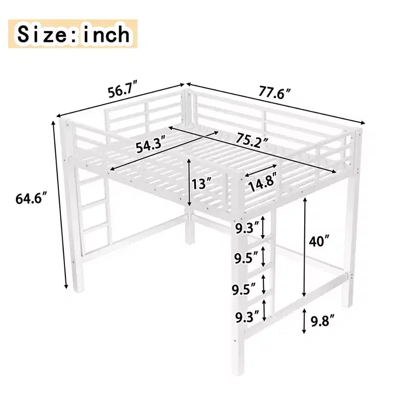 Lit mezzanine en métal avec deux échelles de chaque côté