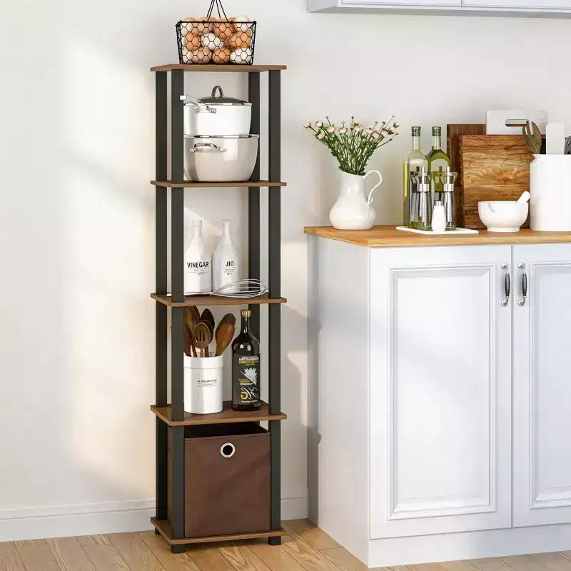 Étagère de rangement polyvalente à 5 niveaux avec bacs en tissu