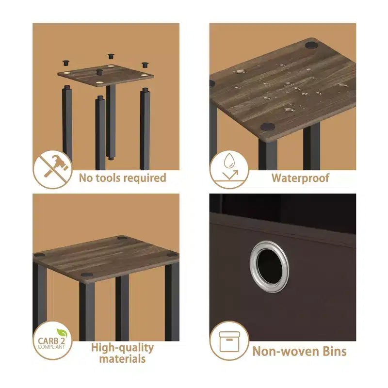 Étagère de rangement polyvalente à 5 niveaux avec bacs en tissu