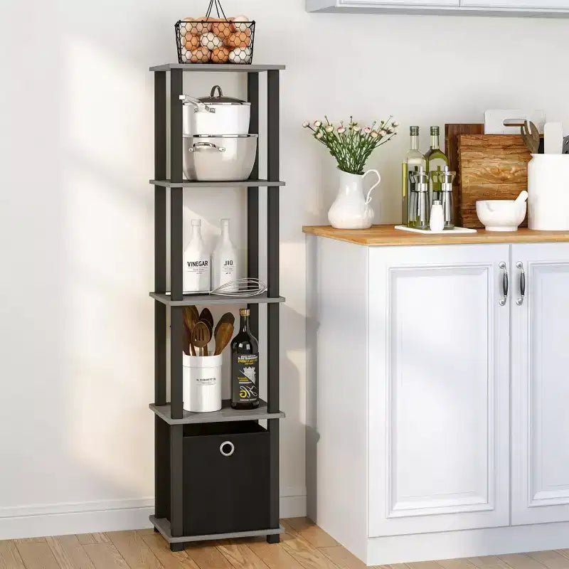 Étagère de rangement polyvalente à 5 niveaux avec bacs en tissu