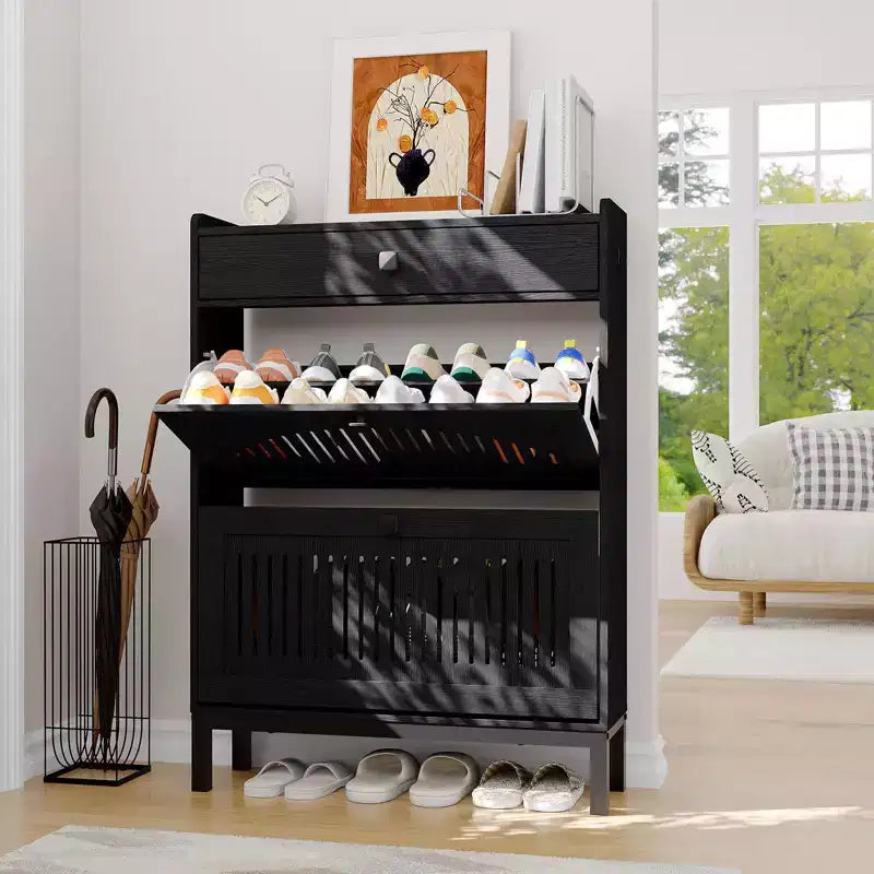 Meuble de rangement pour chaussures moderne en bois avec étagère réglable, design moderne autoportant
