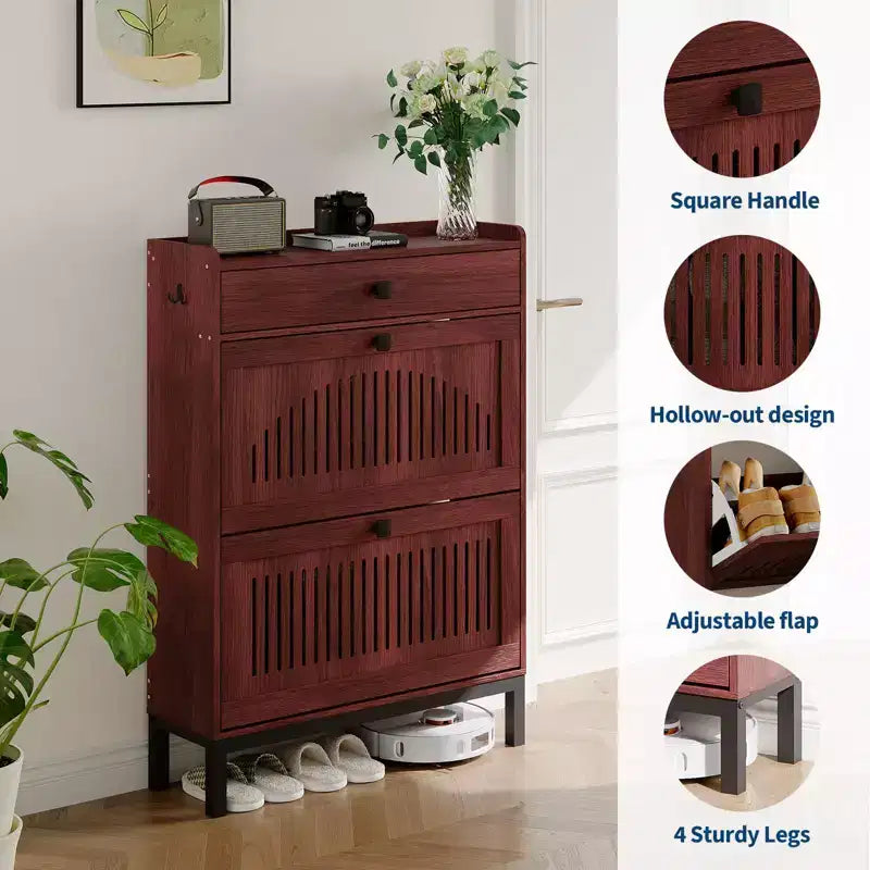 Meuble de rangement pour chaussures moderne en bois avec étagère réglable, design moderne autoportant