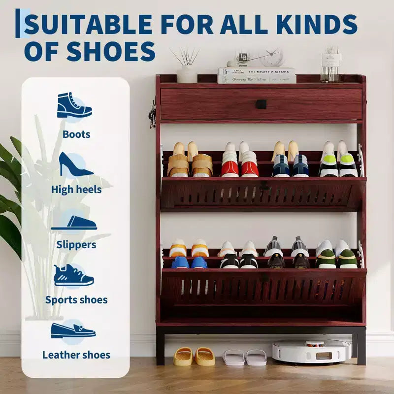 Meuble de rangement pour chaussures moderne en bois avec étagère réglable, design moderne autoportant
