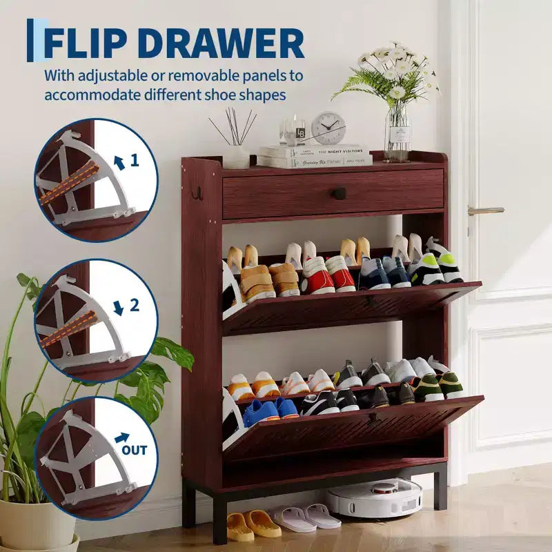 Meuble de rangement pour chaussures moderne en bois avec étagère réglable, design moderne autoportant