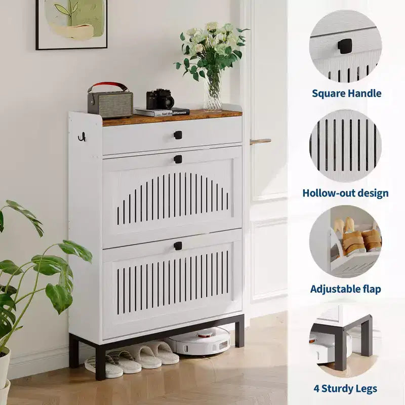 Meuble de rangement pour chaussures moderne en bois avec étagère réglable, design moderne autoportant