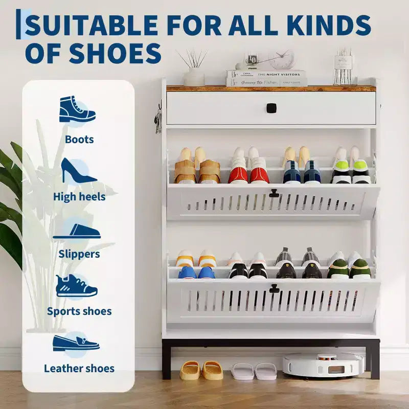 Meuble de rangement pour chaussures moderne en bois avec étagère réglable, design moderne autoportant