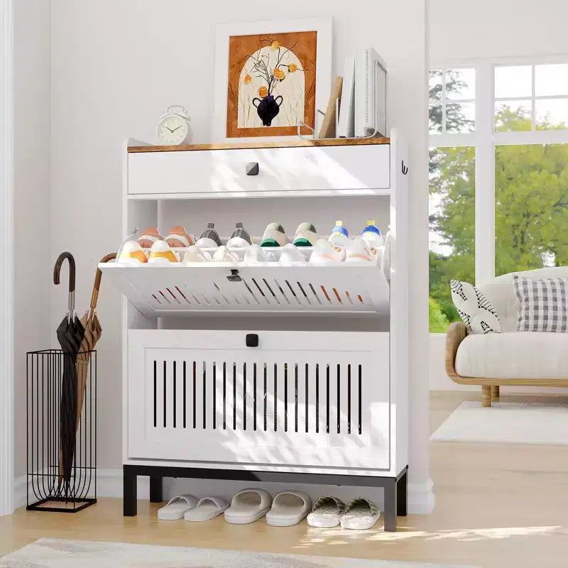 Meuble de rangement pour chaussures moderne en bois avec étagère réglable, design moderne autoportant