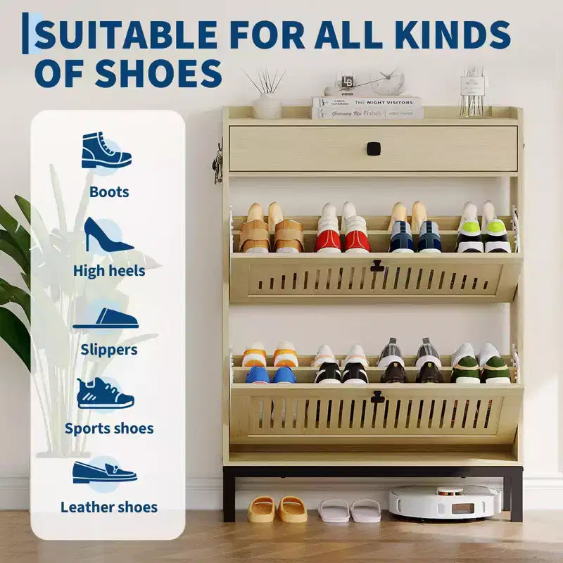 Meuble de rangement pour chaussures moderne en bois avec étagère réglable, design moderne autoportant