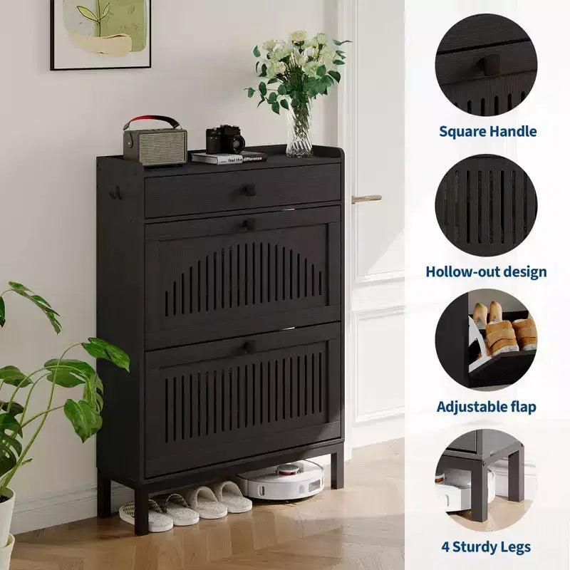Meuble de rangement pour chaussures moderne en bois avec étagère réglable, design moderne autoportant