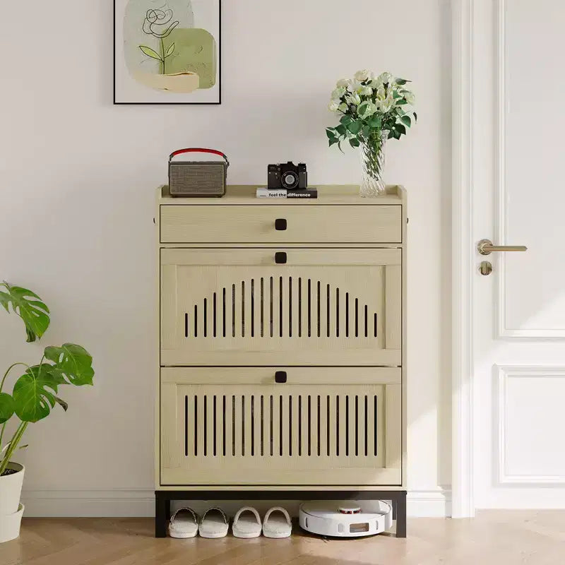 Modern Wooden Shoe Storage Cabinet, Adjustable Shelf, Freestanding Modern Design, for Hallway, Living Room