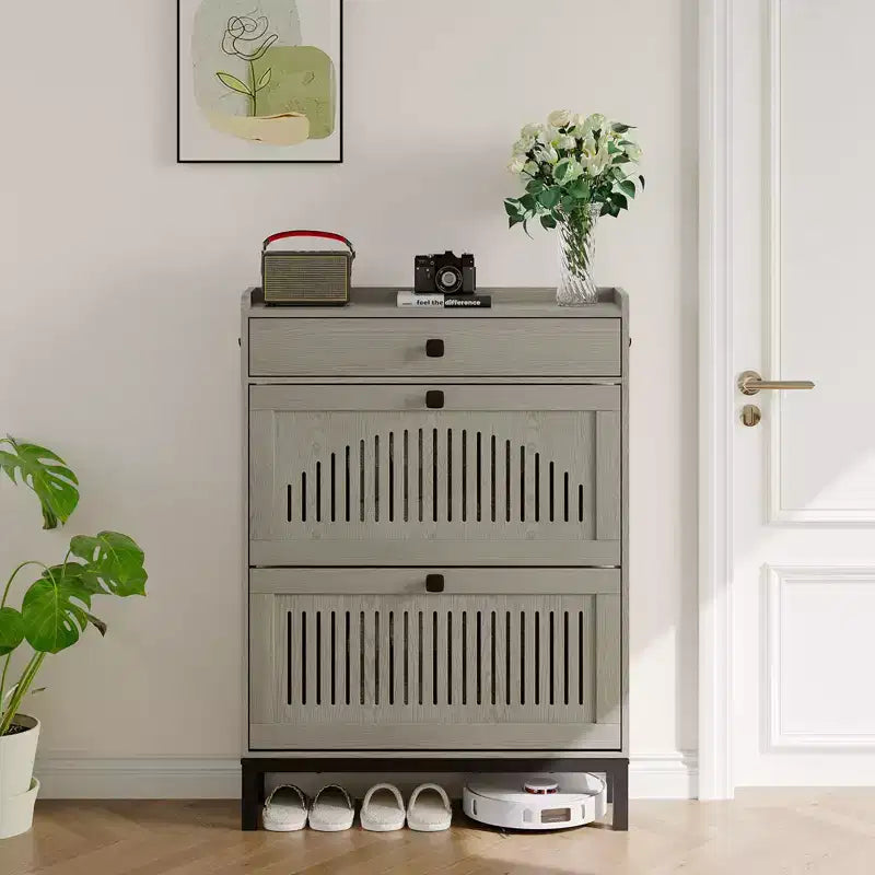 Meuble de rangement pour chaussures moderne en bois avec étagère réglable, design moderne autoportant