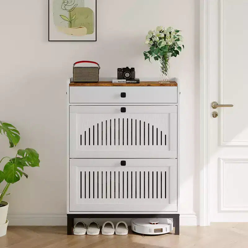 Meuble de rangement pour chaussures moderne en bois avec étagère réglable, design moderne autoportant