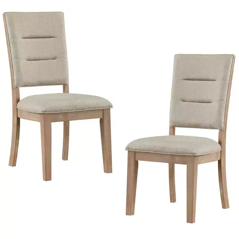 Chaise de salle à manger rustique en bois transitionnel avec dossier échelle et siège rembourré (lot de 2)