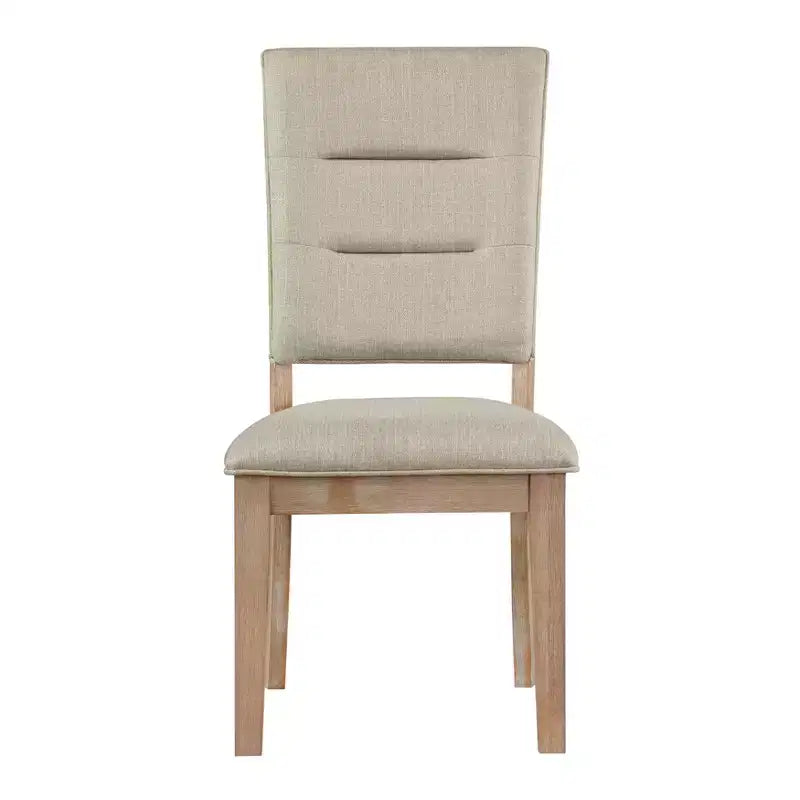Chaise de salle à manger rustique en bois transitionnel avec dossier échelle et siège rembourré (lot de 2)