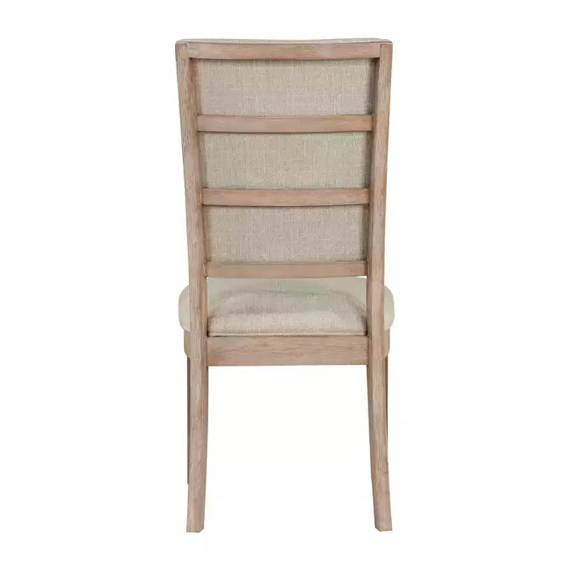 Chaise de salle à manger rustique en bois transitionnel avec dossier échelle et siège rembourré (lot de 2)
