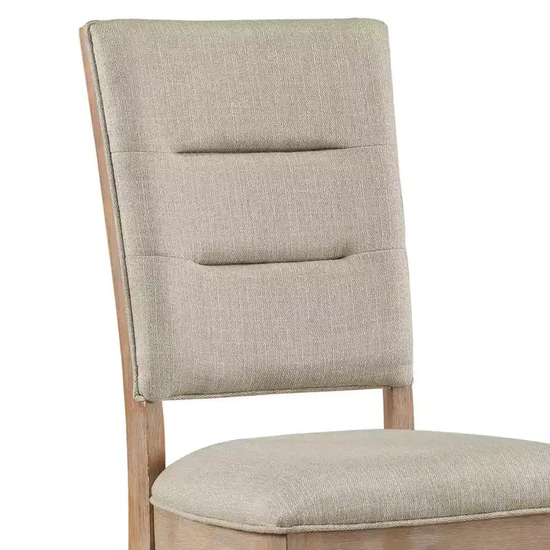 Chaise de salle à manger rustique en bois transitionnel avec dossier échelle et siège rembourré (lot de 2)