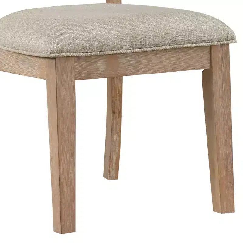 Chaise de salle à manger rustique en bois transitionnel avec dossier échelle et siège rembourré (lot de 2)