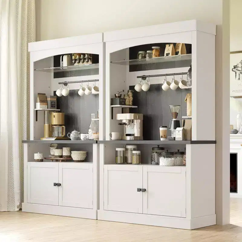 Meuble de bar à café de 72 po avec éclairage DEL - Buffet haut avec casier à vin
