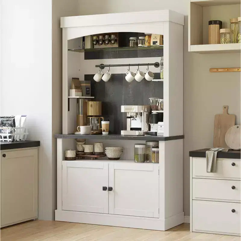 Meuble de bar à café de 72 po avec éclairage DEL - Buffet haut avec casier à vin