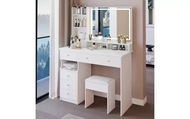 Coiffeuse de 41 pouces avec miroir LED à contrôle tactile