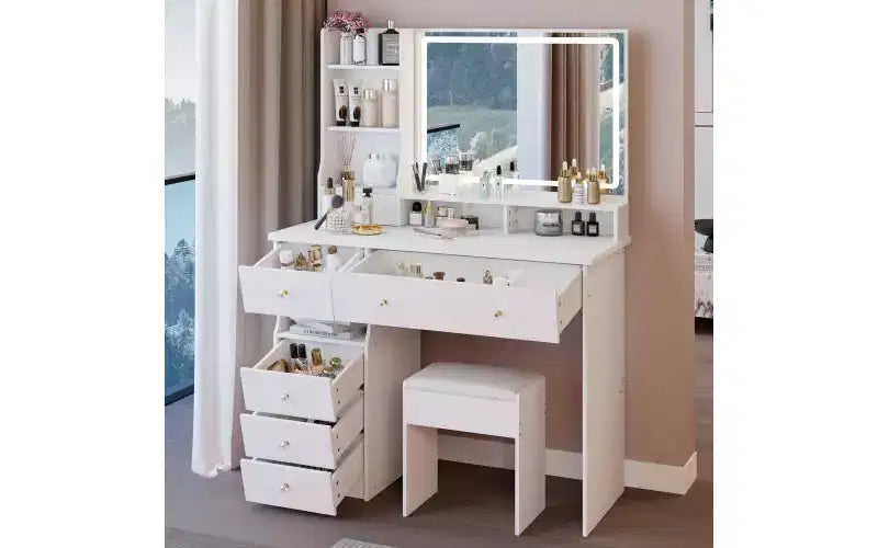 Coiffeuse de 41 pouces avec miroir LED à contrôle tactile