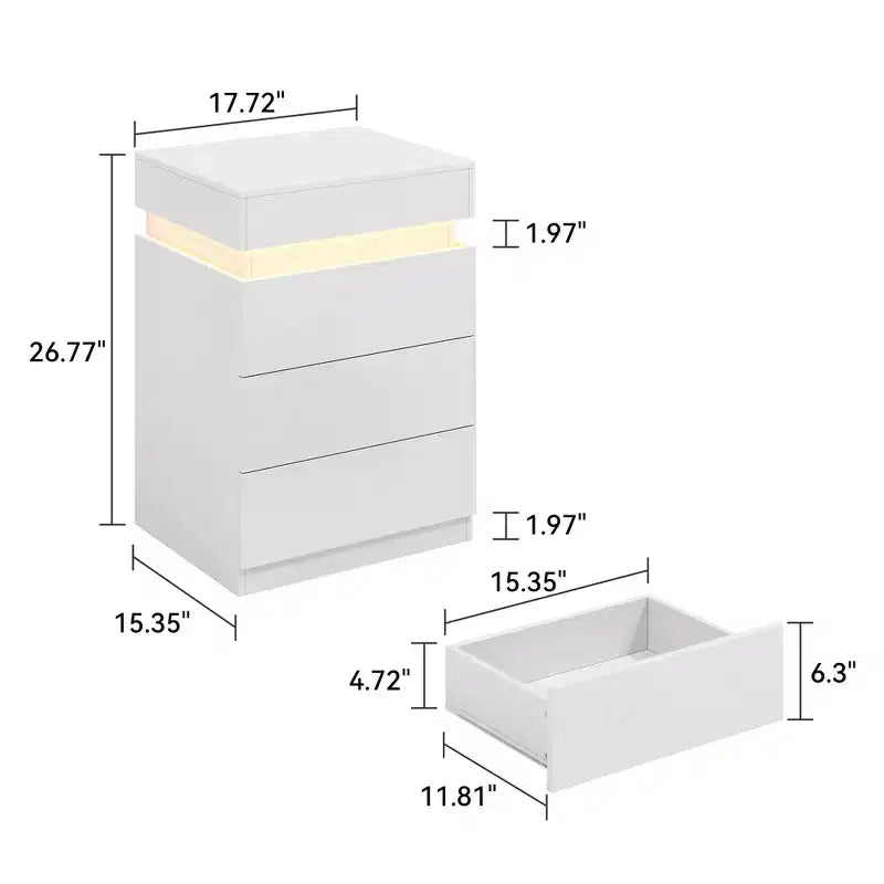 Conçue pour un usage quotidien pratique, cette table de chevet avec station de recharge intégrée et éclairage LED