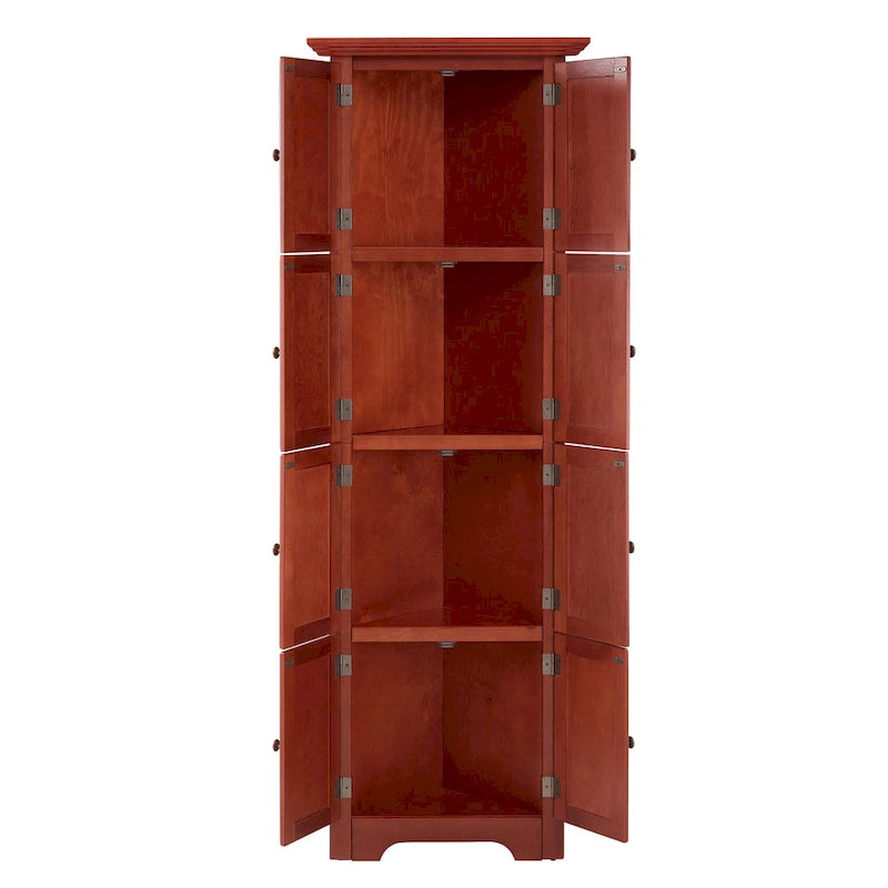 Farmhouse 4-Tier 72 Corner Kitchen Pantry Storage Cabinet with 8 Doors Tall Storage Cabinet and Adjustable Shelves