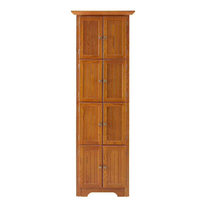 Farmhouse 4-Tier 72 Corner Kitchen Pantry Storage Cabinet with 8 Doors Tall Storage Cabinet and Adjustable Shelves