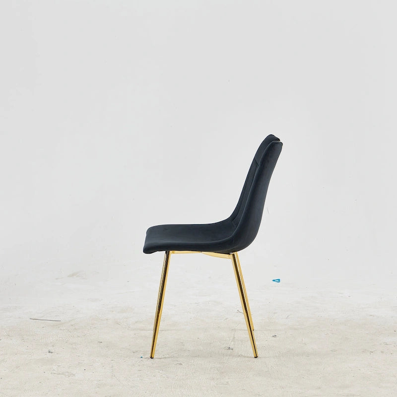 Gold+Black 23.22 Armless Dining Chairs with Elegant Golden Legs (Set of 4)