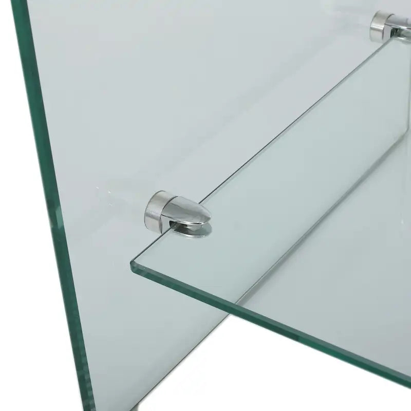 Clear 39.37 TV Stand with Open Back Design and Glass Shelf for TVs Up to 39