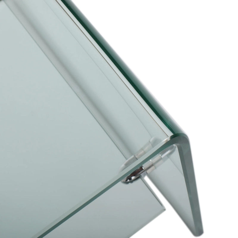 Clear 39.37 TV Stand with Open Back Design and Glass Shelf for TVs Up to 39