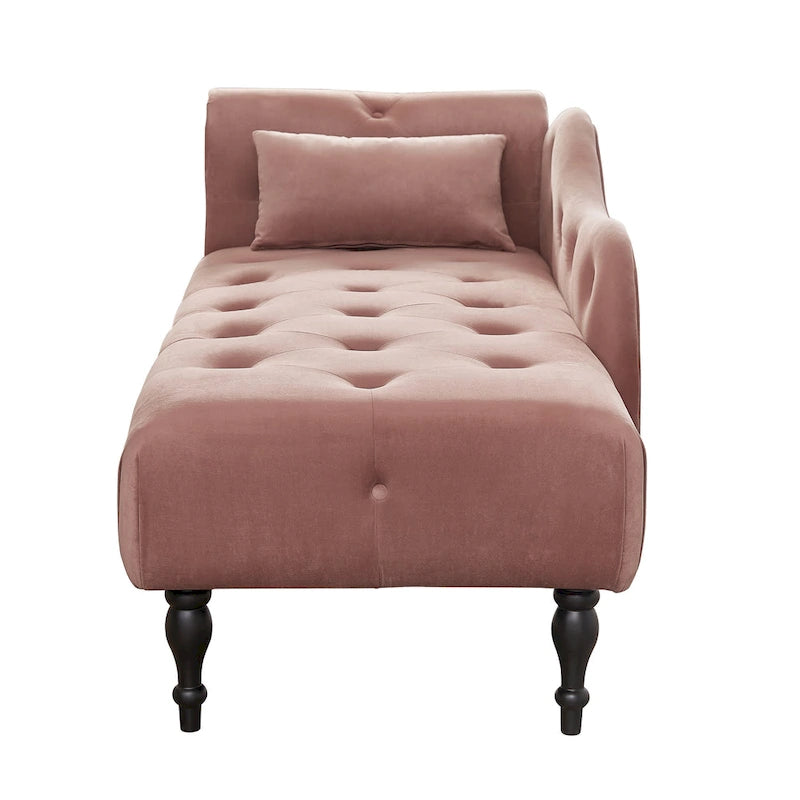 60.6 Velvet Upholstered Button Tufted Chaise Lounge Chair with Nailheads