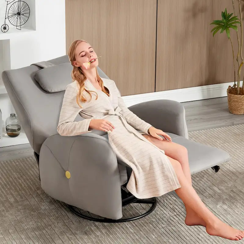 Swivel and Rocker Power Recliner Chair with Lumbar and Neck Support Pillow, Max Swivel Degree 270, USB and Type-C Ports