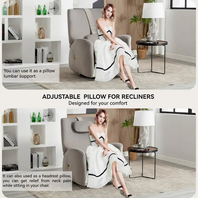 Swivel and Rocker Power Recliner Chair with Lumbar and Neck Support Pillow, Max Swivel Degree 270, USB and Type-C Ports