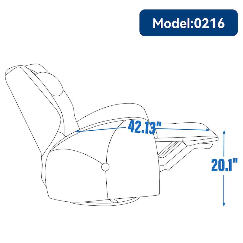 Swivel and Rocker Power Recliner Chair with Lumbar and Neck Support Pillow, Max Swivel Degree 270, USB and Type-C Ports